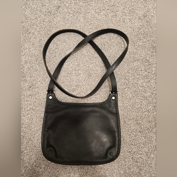 Vintage Coach Slim Saddlebag Black Leather Hippie Boho Classic *Dustbag Included - Picture 13 of 13